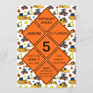 Fun Unique Construction Zone Road Signs Birthday Kaart