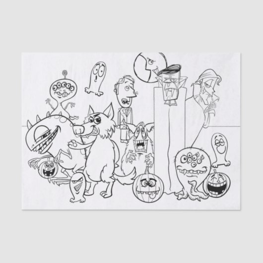 FUN UNIQUE HALLOWEEN MONSTER Tissue Paper Tissuepapier (Voorkant)