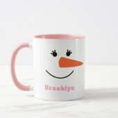 Fun Unique Trendy Custom Name Happy Snowman Face Mok (Links)