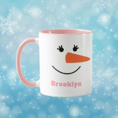 Fun Unique Trendy Custom Name Happy Snowman Face Mok
