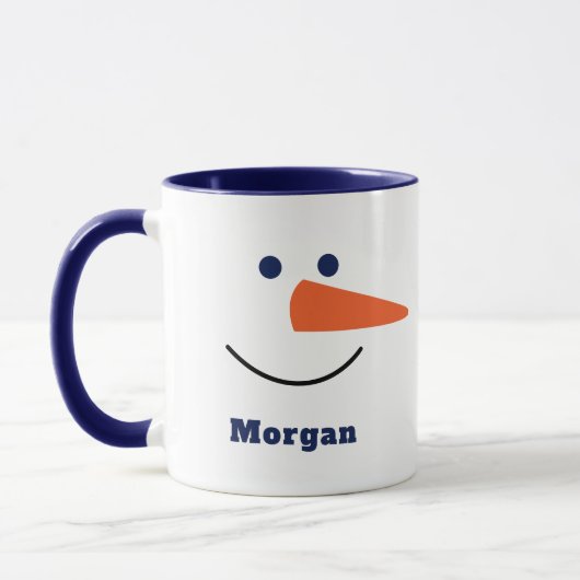 Fun Unique Trendy Happy Snowman Face Custom Name Mok (Links)