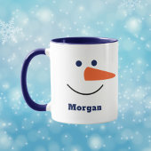 Fun Unique Trendy Happy Snowman Face Custom Name Mok