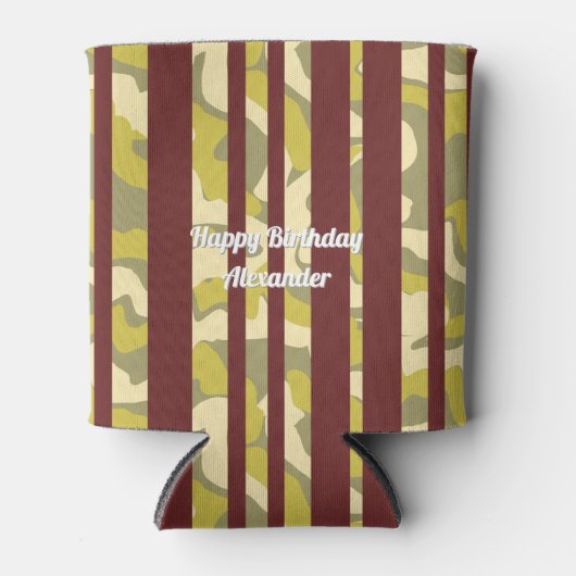 Fun Urban Camouflage Stripe Pattern Birthday Blikjeskoeler (Voorkant)