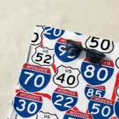 Fun US Highway Signs and Map Random Pattern Strandlaken (In situ)