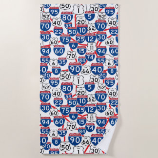 Fun US Highway Signs and Map Random Pattern Strandlaken