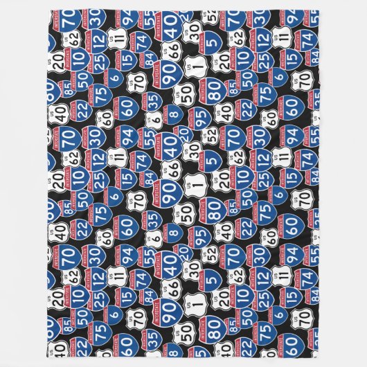 Fun US Highway Signs Random Pattern Fleece Deken (Voorkant)