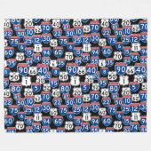 Fun US Highway Signs Random Pattern Fleece Deken (Voorkant (Horizontaal))