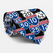 Fun US Highway Signs Random Pattern Stropdas (Opgerold)