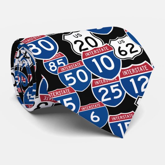 Fun US Highway Signs Random Pattern Stropdas (Opgerold)