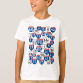 Fun US Highway Signs Random Pattern T-shirt (Voorkant)