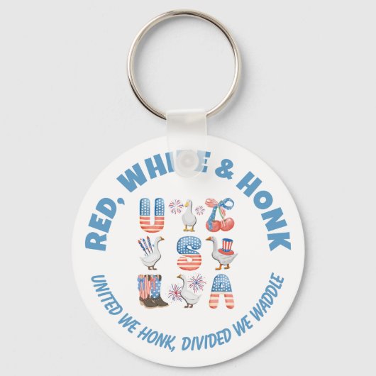 Fun USA Goose ROOD WIT EN HONK 4 juli Sleutelhanger (Voorkant)