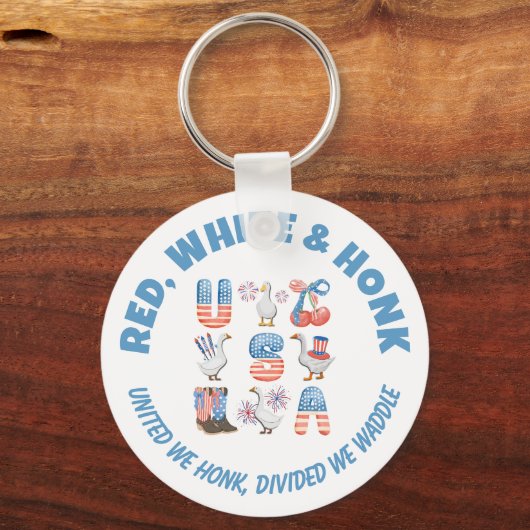 Fun USA Goose ROOD WIT EN HONK 4 juli Sleutelhanger (Voorkant)