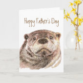 Fun Vaderdag Custom Cute Otter Natuur Wildlife Kaart (Gele Bloem)