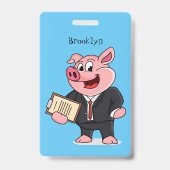 Fun varken in pak cartoon badge (Achterkant)