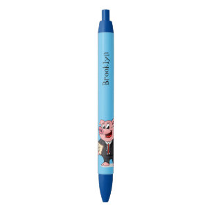 Fun varken in pak cartoon zwarte inkt pen