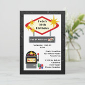 Fun Vegas Casino Nacht Verjaardag Uitnodiging (Staand voorkant)