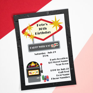 Fun Vegas Casino Nacht Verjaardag Uitnodiging