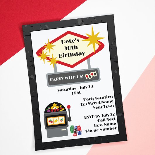 Fun Vegas Casino Nacht Verjaardag Uitnodiging