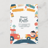 Fun Vehicle Cars Boy Baby shower Diapper Raffle Informatiekaartje (Voorkant)