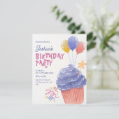 Fun Verjaardag cupcake ballon Kaart (Staand voorkant)