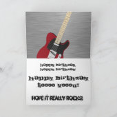 Fun, verjaardagsgroet voor kleinzoon, rode gitaar. kaart (Binnen)