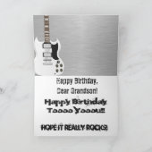 Fun, verjaardagsgroet voor kleinzoon, witte gitaar kaart (Binnen)