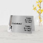 Fun, verjaardagsgroet voor kleinzoon, witte gitaar kaart (Gele Bloem)