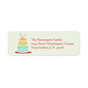Fun verjaardagstaart retourenveloplabels etiket