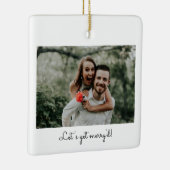 Fun Verloving Save Date Laten we Merry'd Wedding h Keramisch Ornament (Rechts)