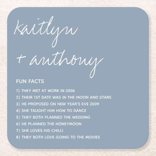 Fun vertelt over de moderne Passen getrouwd Kartonnen Onderzetters (Voorkant)