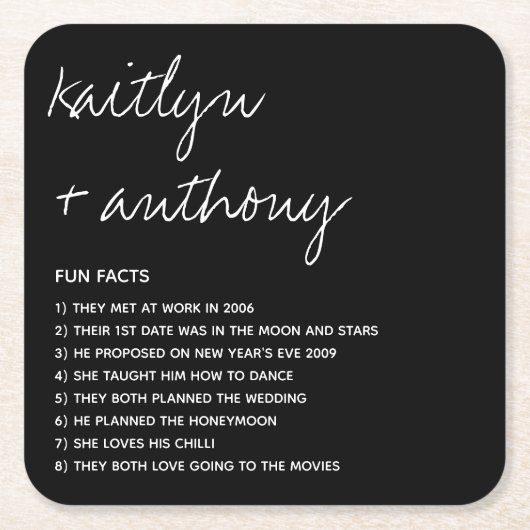 Fun vertelt over de moderne Passen getrouwd Kartonnen Onderzetters (Voorkant)