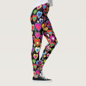 Fun Vibrant Eye-catching Rainbow of Hearts Pattern Leggings (Rechts)