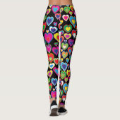 Fun Vibrant Eye-catching Rainbow of Hearts Pattern Leggings (Achterkant)