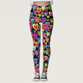 Fun Vibrant Eye-catching Rainbow of Hearts Pattern Leggings (Voorkant)
