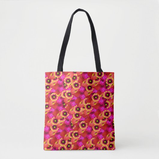 Fun vibrant hippie mixt bloemen achtergrond tote bag (Voorkant)