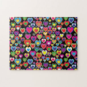 Fun Vibrant Rainbow of Hearts Pattern Love Legpuzzel