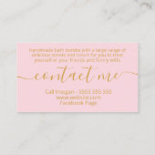 Fun Vibrant Roze en Gold Handmade Bath Bomb Visitekaartje (Achterkant)