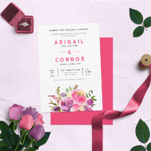 Fun Vibrant Violet Fuchsia Floral Kaart