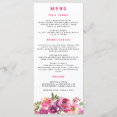 Fun Vibrant Violet Fuchsia Floral Menu (Voorkant)