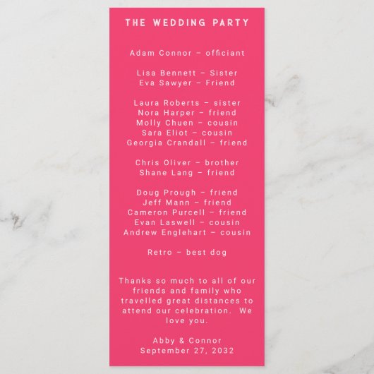 Fun Vibrant Violet Fuchsia Floral Programmakaart (Achterkant)