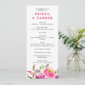 Fun Vibrant Violet Fuchsia Floral Programmakaart (Staand voorkant)