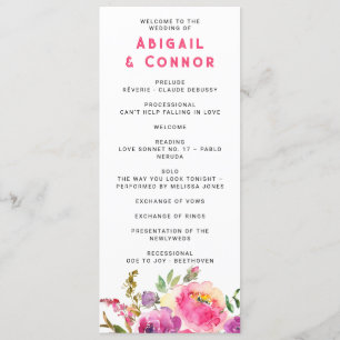 Fun Vibrant Violet Fuchsia Floral Programmakaart