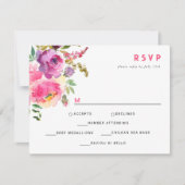 Fun Vibrant Violet Fuchsia Floral RSVP Kaartje (Voorkant)