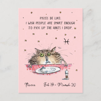 Fun Visces briefkaart Zodiac Kat Sterren teken bri