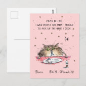 Fun Visces briefkaart Zodiac Kat Sterren teken bri (Voorkant / Achterkant)