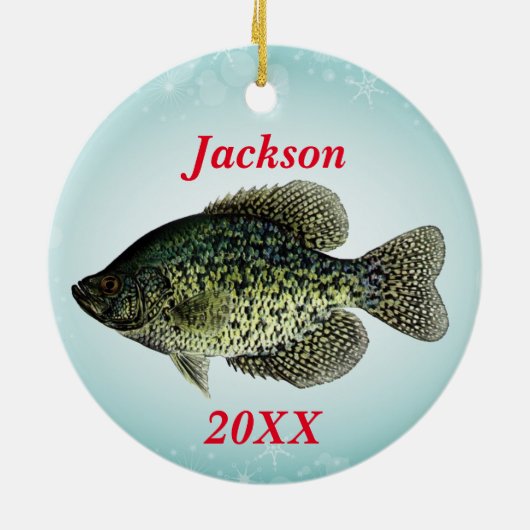 Fun Vist: "Heb een Crappie Kerstmis" Keramisch Ornament (Achterkant)