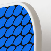 Fun Vivid Blue Black Tiled Oval Honeycomb Patroon Pickleball Paddle (Links Detail)