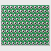 Fun Voetbal Pattern on Green Wrapping Paper Cadeaupapier (Vlak)