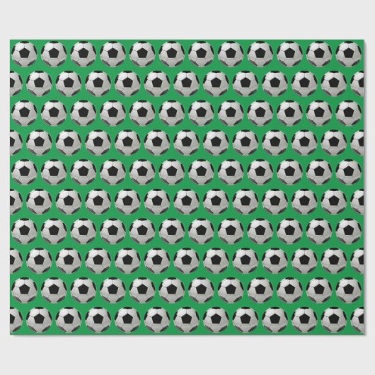 Fun Voetbal Pattern on Green Wrapping Paper Cadeaupapier (Vlak)