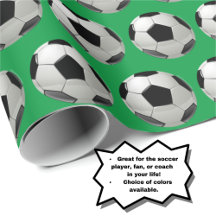 Fun Voetbal Pattern on Green Wrapping Paper